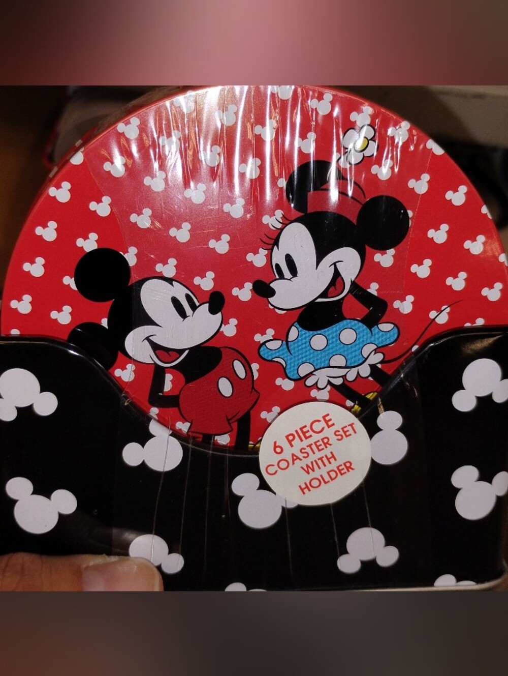 Disney Minnie & Mickey Red 6-Piece Coaster Set with Holder